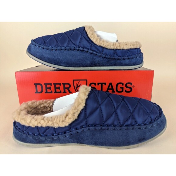 DEER STAGS Slipperooz Alma Slippers Men 7 M Blue Quilted Slip On Mule Shoes NWB main image 10